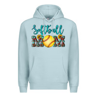 Blue Mist western leopard  sunflowers glitter mom softball Premium Hoodie - Artiststas
