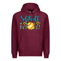 Burgundy western leopard  sunflowers glitter mom softball Premium Hoodie - Artiststas
