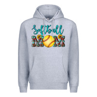 Heather Grey western leopard  sunflowers glitter mom softball Premium Hoodie - Artiststas