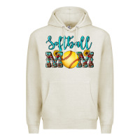Oatmeal Heather western leopard  sunflowers glitter mom softball Premium Hoodie - Artiststas