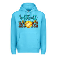 Ocean Blue western leopard  sunflowers glitter mom softball Premium Hoodie - Artiststas