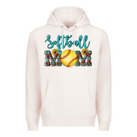 Pale Pink western leopard  sunflowers glitter mom softball Premium Hoodie - Artiststas