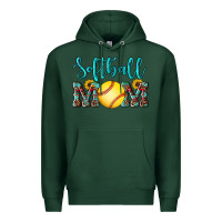 Sports Green western leopard  sunflowers glitter mom softball Premium Hoodie - Artiststas