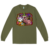 Army Green halloween pigs Long Sleeve Tee - SublimationCraftShop