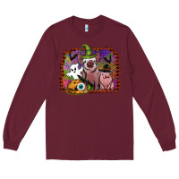Burgundy halloween pigs Long Sleeve Tee - SublimationCraftShop