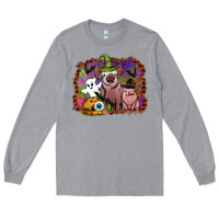Heather Grey halloween pigs Long Sleeve Tee - SublimationCraftShop