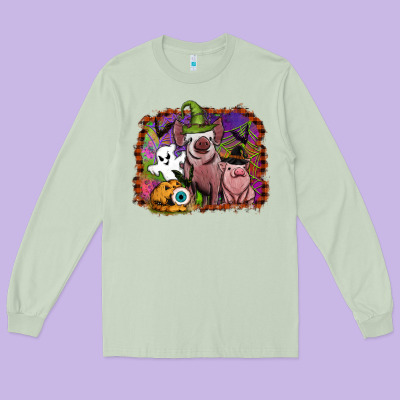 Halloween Pigs Long Sleeve Tee Designed By Sublimationcraftshop