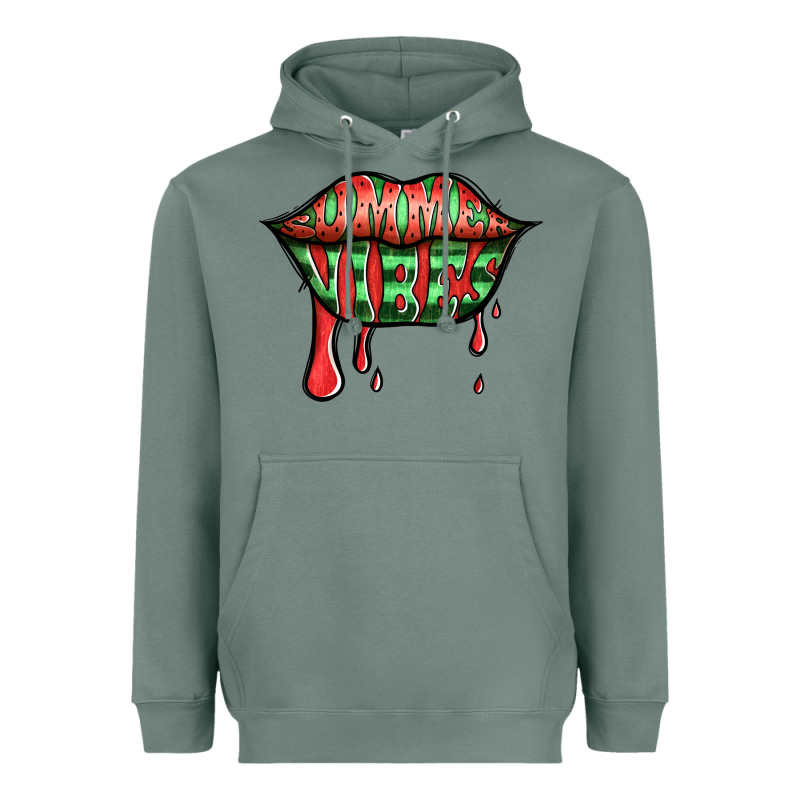 Summer Vibes Watermelon Lips Heavyweight Hoodie by Jasminsmagicworld | Teevron