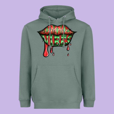 Summer Vibes Watermelon Lips Heavyweight Hoodie Designed By Jasminsmagicworld