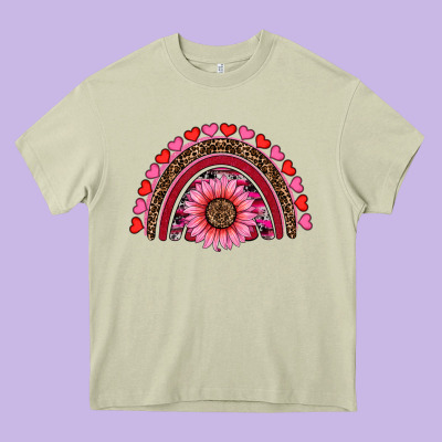 Valentine's Day Sunflower Rainbow Heavy Core Tee Designed By Ranaportraitstore