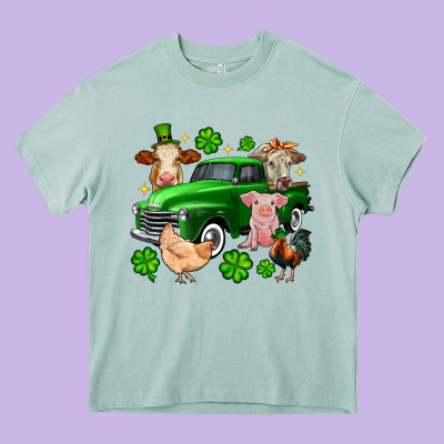 St. Patrick's Farm Animal Truck Heavy Core Tee Designed By Oliviacreatesart