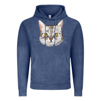 Vintage Denim American Shorthair Cat Face Vintage Hoodie - LillyAllenDesigns
