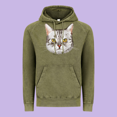 American Shorthair Cat Face Vintage Hoodie Designed By Lillyallendesigns