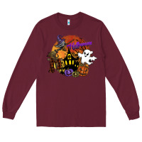 Burgundy halloween Long Sleeve Tee - SublimationCraftShop
