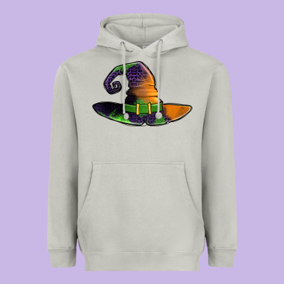 Purple Leopard Witch Hat Heavyweight Hoodie Designed By Jasminsmagicworld