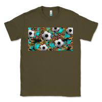 Army Green western leopard camouflage turquoise soccer licence plate template Classic Tee - Artiststas