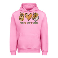 Fuchsia Pink Peace Love Horses Urban Hoodie - Jasminsmagicworld