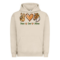 Pigment French Oak Peace Love Horses Urban Hoodie - Jasminsmagicworld