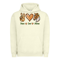 Pigment Pistachio Peace Love Horses Urban Hoodie - Jasminsmagicworld