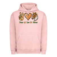 Pigment Salmon Peace Love Horses Urban Hoodie - Jasminsmagicworld
