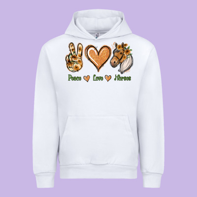 Peace Love Horses Urban Hoodie Designed By Jasminsmagicworld