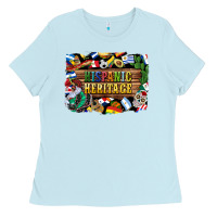 Baby Blue hispanic heritage flags Ladies Tee - BundleAndBundleShop