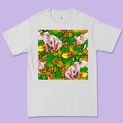 St. Patrick's Day Pig And Candy Pot Of Gold Premium Tee Designed By Fadigitalartstudio