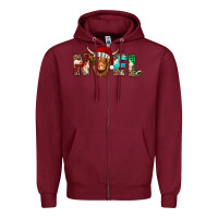 Burgundy noel long haired shaggy cow Zipper Hoodie - Jasminsmagicworld