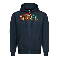 Navy noel long haired shaggy cow Zipper Hoodie - Jasminsmagicworld