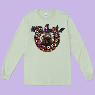 Halloween Donkey Long Sleeve Tee Designed By Sublimationcraftshop