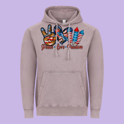 Peace Love Freedom Vintage Hoodie Designed By Racoondesign