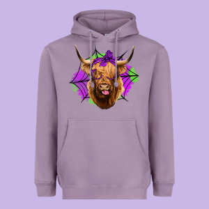 Halloween Highland Cow Heavyweight Hoodie Designed By Jasminsmagicworld