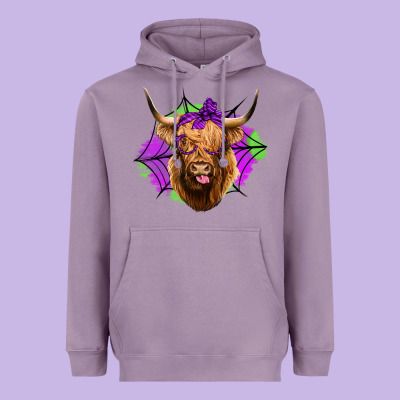 Halloween Highland Cow Heavyweight Hoodie Designed By Jasminsmagicworld