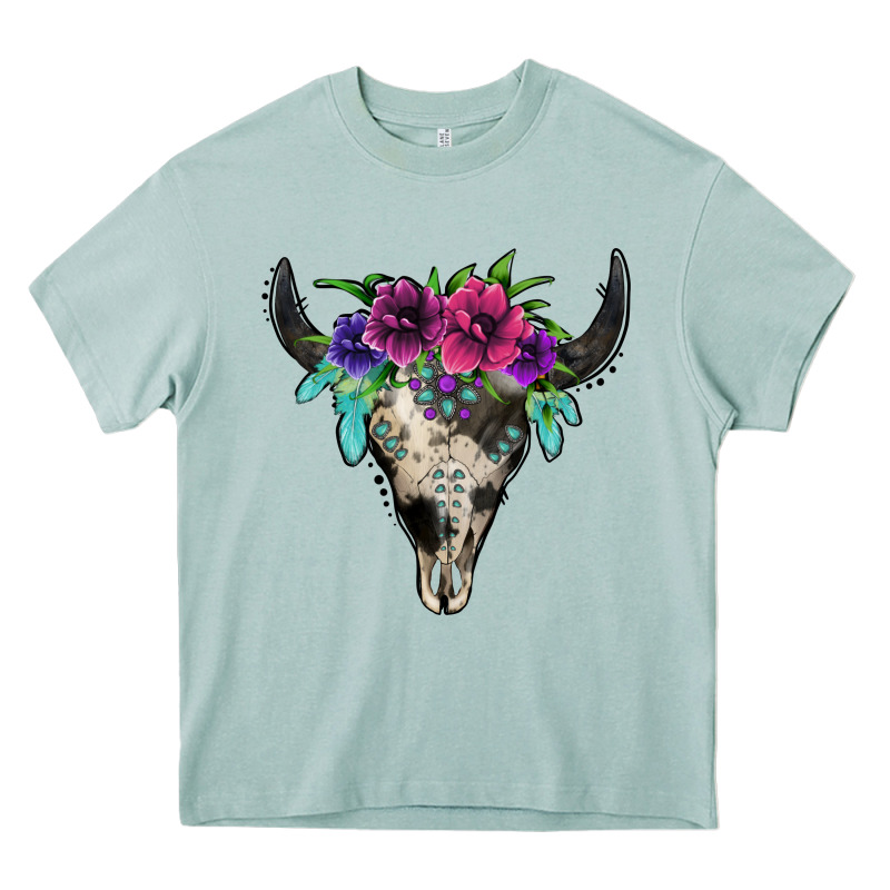 Cowhide Bull Skull Heavy Core Tee by Jasminsmagicworld | Teevron