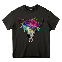 Asphalt cowhide bull skull Heavy Core Tee - Jasminsmagicworld
