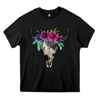 Black cowhide bull skull Heavy Core Tee - Jasminsmagicworld