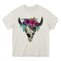 Cream cowhide bull skull Heavy Core Tee - Jasminsmagicworld