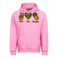 Fuchsia Pink Peace Love Pineapple Urban Hoodie - Jasminsmagicworld