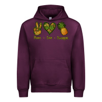 Mauve Wine Peace Love Pineapple Urban Hoodie - Jasminsmagicworld