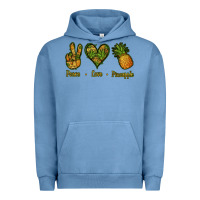 Pigment Pebble Blue Peace Love Pineapple Urban Hoodie - Jasminsmagicworld