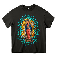 Asphalt Our Lady Of Guadalupe Gemstone Sunflowers Heavy Core Tee - FaDigitalArtStudio