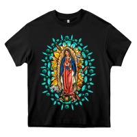 Black Our Lady Of Guadalupe Gemstone Sunflowers Heavy Core Tee - FaDigitalArtStudio