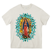 Cream Our Lady Of Guadalupe Gemstone Sunflowers Heavy Core Tee - FaDigitalArtStudio