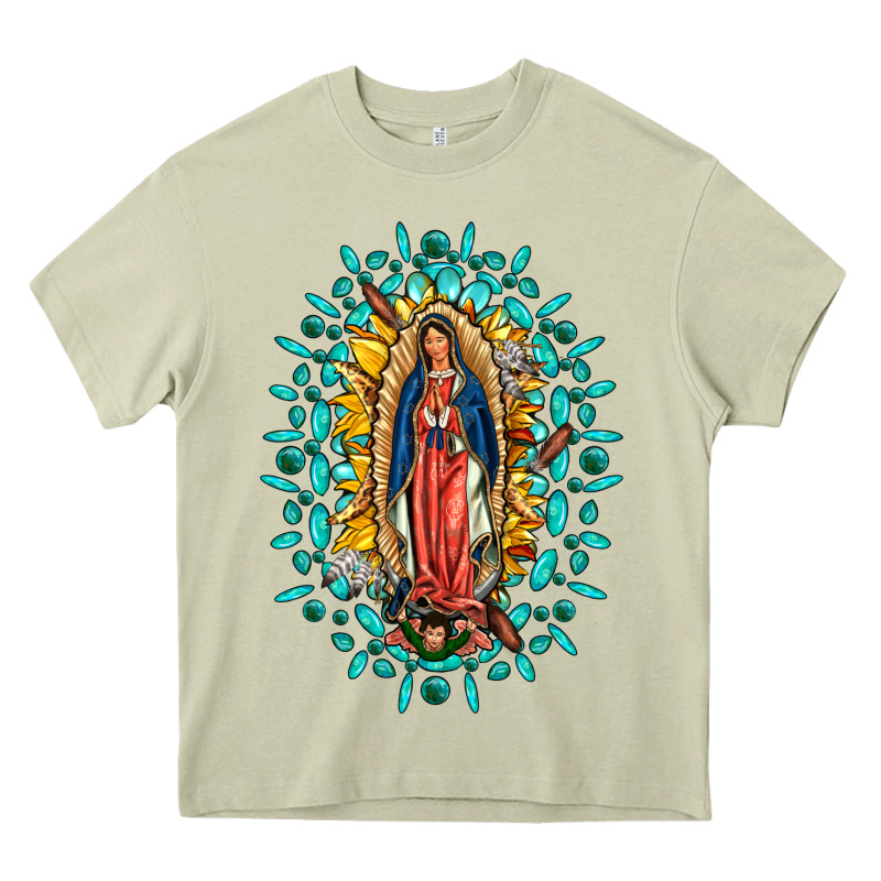 Our Lady Of Guadalupe Gemstone Sunflowers Heavy Core Tee by FaDigitalArtStudio | Teevron