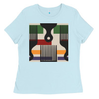 Baby Blue afro comb seamless pattern Ladies Tee - BundleAndBundleShop