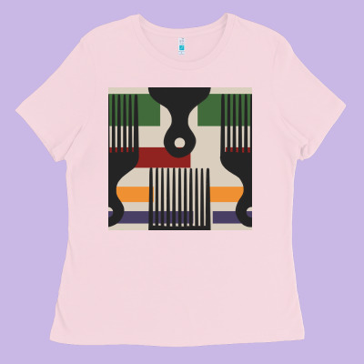 Afro Comb Seamless Pattern Ladies Tee Designed By Bundleandbundleshop