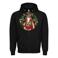 Black Brown Cow Christmas Zipper Hoodie - RanaPortraitStore