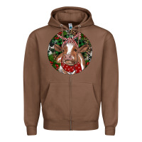 Chestnut Brown Cow Christmas Zipper Hoodie - RanaPortraitStore