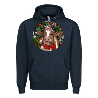 Navy Brown Cow Christmas Zipper Hoodie - RanaPortraitStore