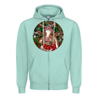 Seafoam Brown Cow Christmas Zipper Hoodie - RanaPortraitStore